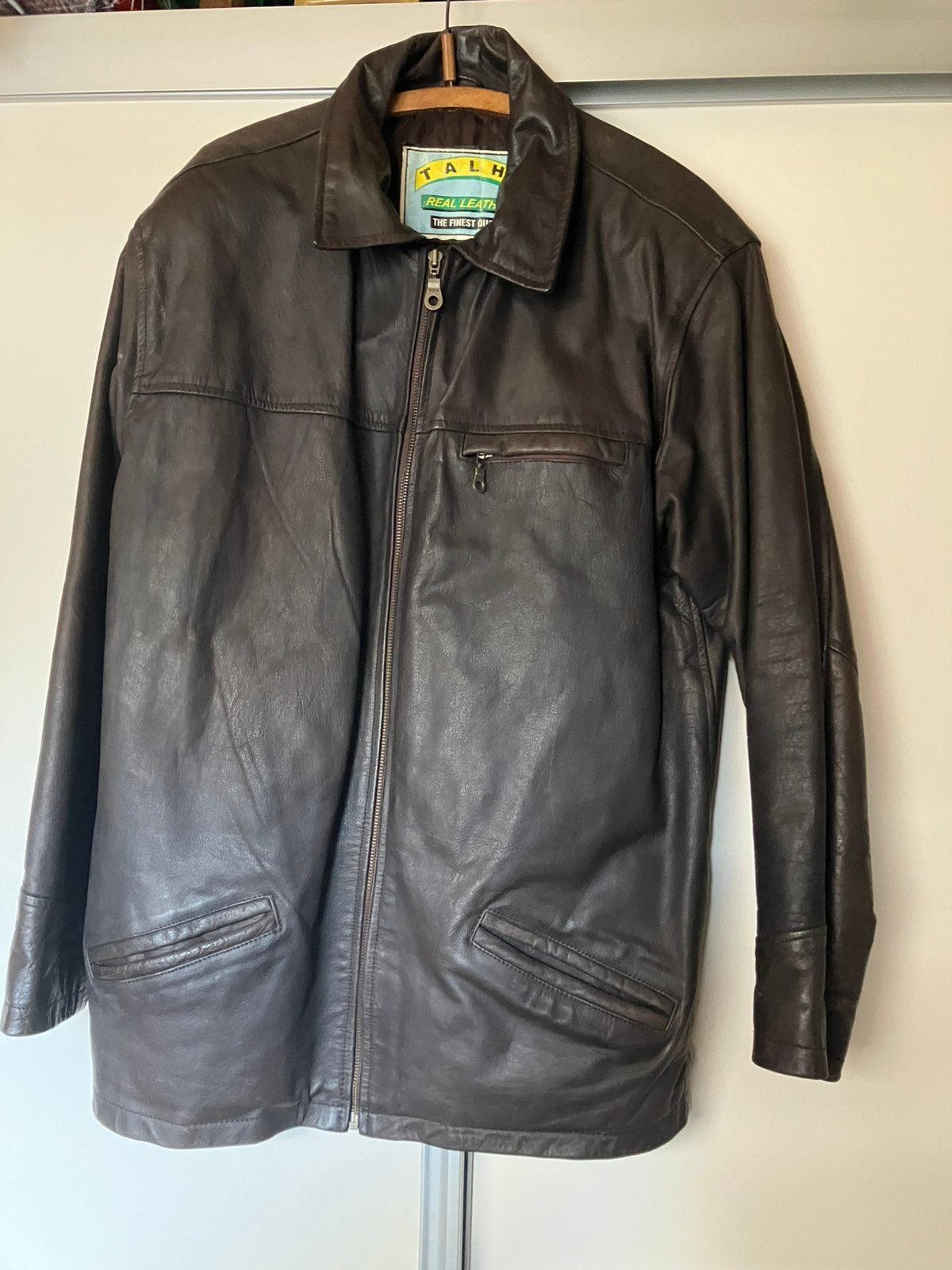 Lederen herenjas maat 50. Kleur donkerbruin., Kleding | Heren, Jassen | Winter, Ophalen of Verzenden, Zo goed als nieuw, Maat 48/50 (M)
