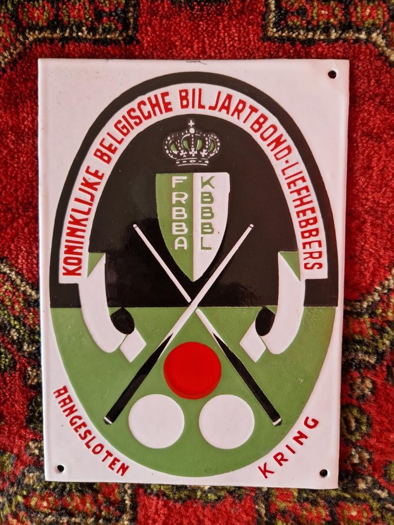Emaillebord KBBL biljardbond 1949, Ophalen of Verzenden, Gebruikt, Reclamebord