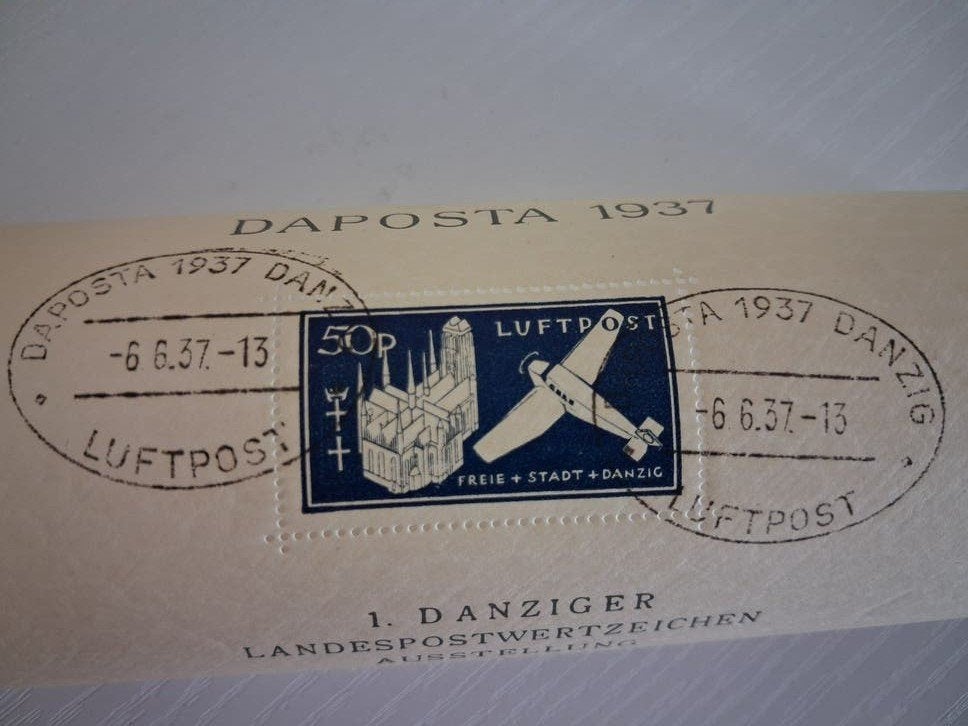 Danzig 1937 Luchtpost postzegel met stempel, Ophalen of Verzenden