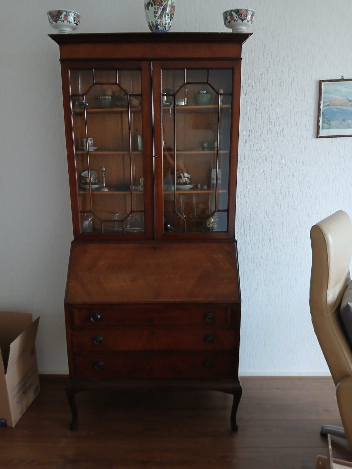Antiek mahonie houten topbureau, Ophalen