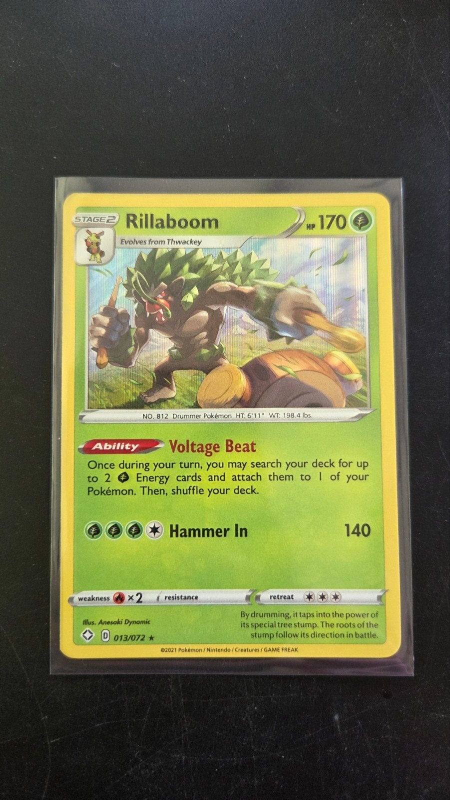 Rillaboom 013/072 Rare/holo - Shining Fates Pokémon Kaart, Hobby en Vrije tijd, Verzamelkaartspellen | Pokémon, Verzenden, Zo goed als nieuw