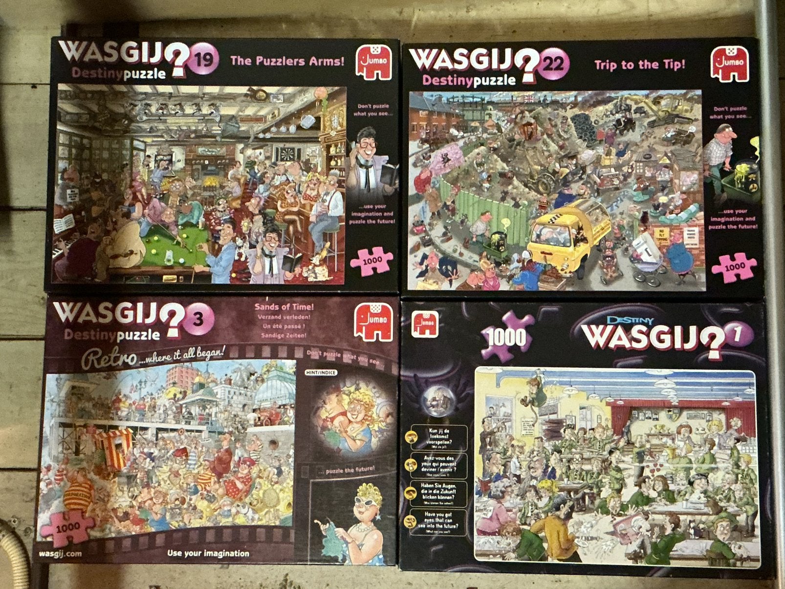 Wasgij? puzzels-21 stuks (zie de foto’s), Ophalen, 500 t/m 1500 stukjes, Zo goed als nieuw, Legpuzzel
