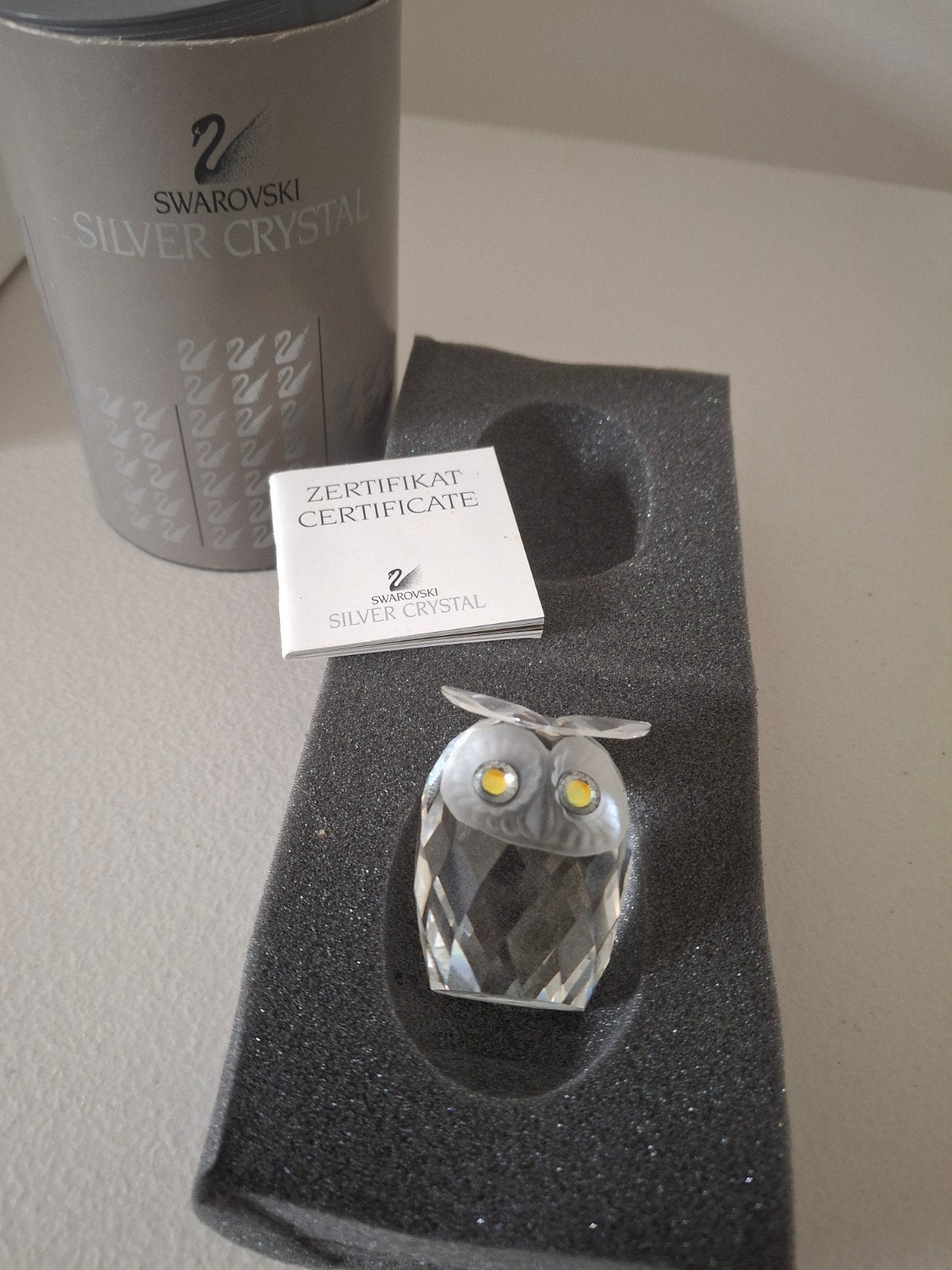 38. Swarovski uil groot in doos met certificaat, Ophalen of Verzenden, Zo goed als nieuw, Figuurtje