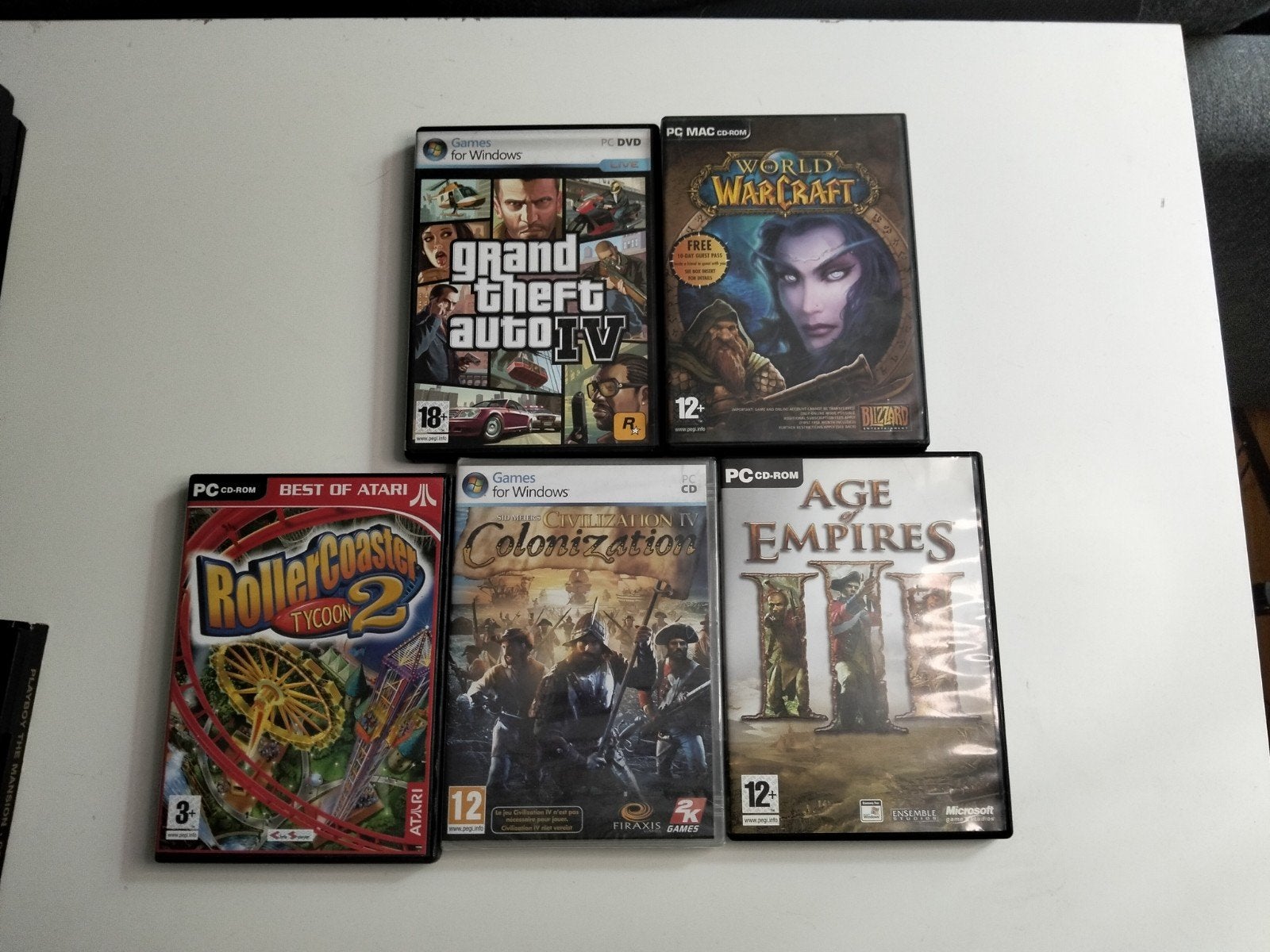 PC Games: GTA IV, WoW, RollerCoaster o2, Colonization,, Spelcomputers en Games, Games | Pc, Gebruikt, Overige genres, 1 speler
