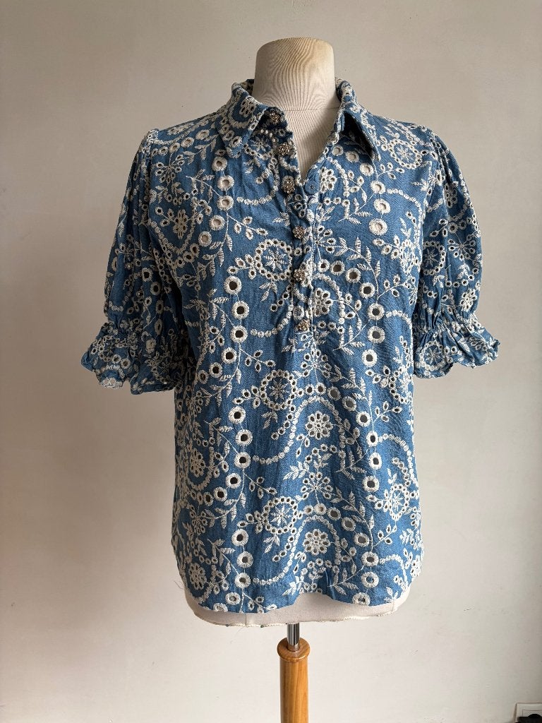 dea kudibal blouse blauw wit maat L, Kleding | Dames, Maat 42/44 (L), Nieuw, Dea kudibal, Verzenden