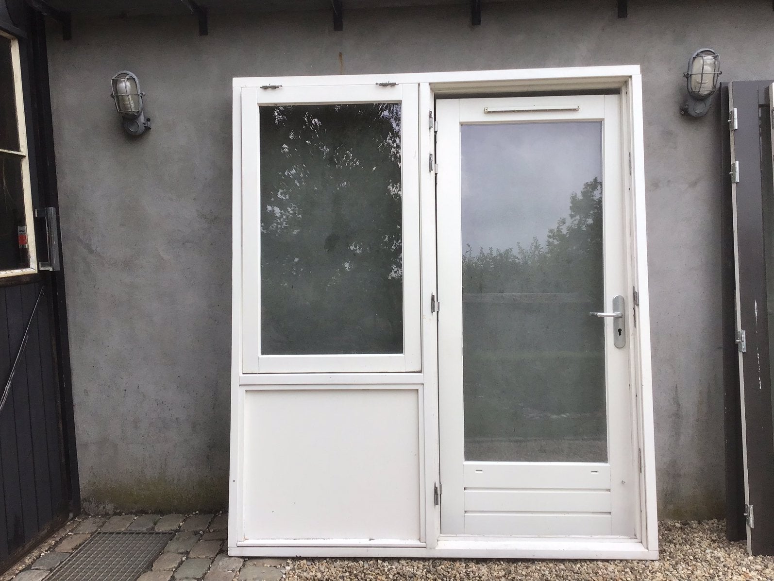 PUI enkele deur achterdeur schuurdeur met kozijn en zijlicht, Ophalen, Gebruikt, Buitendeur, Glas