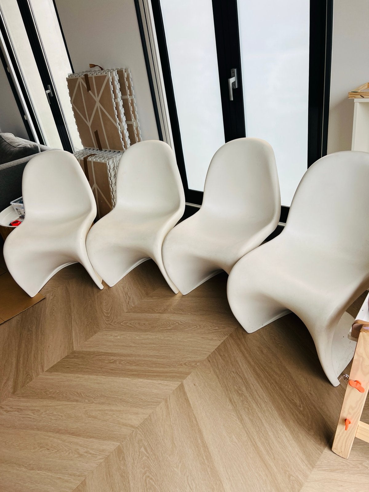 4 originele Vitra Panton stoelen, wit, Ophalen, Kunststof, Gebruikt, Wit