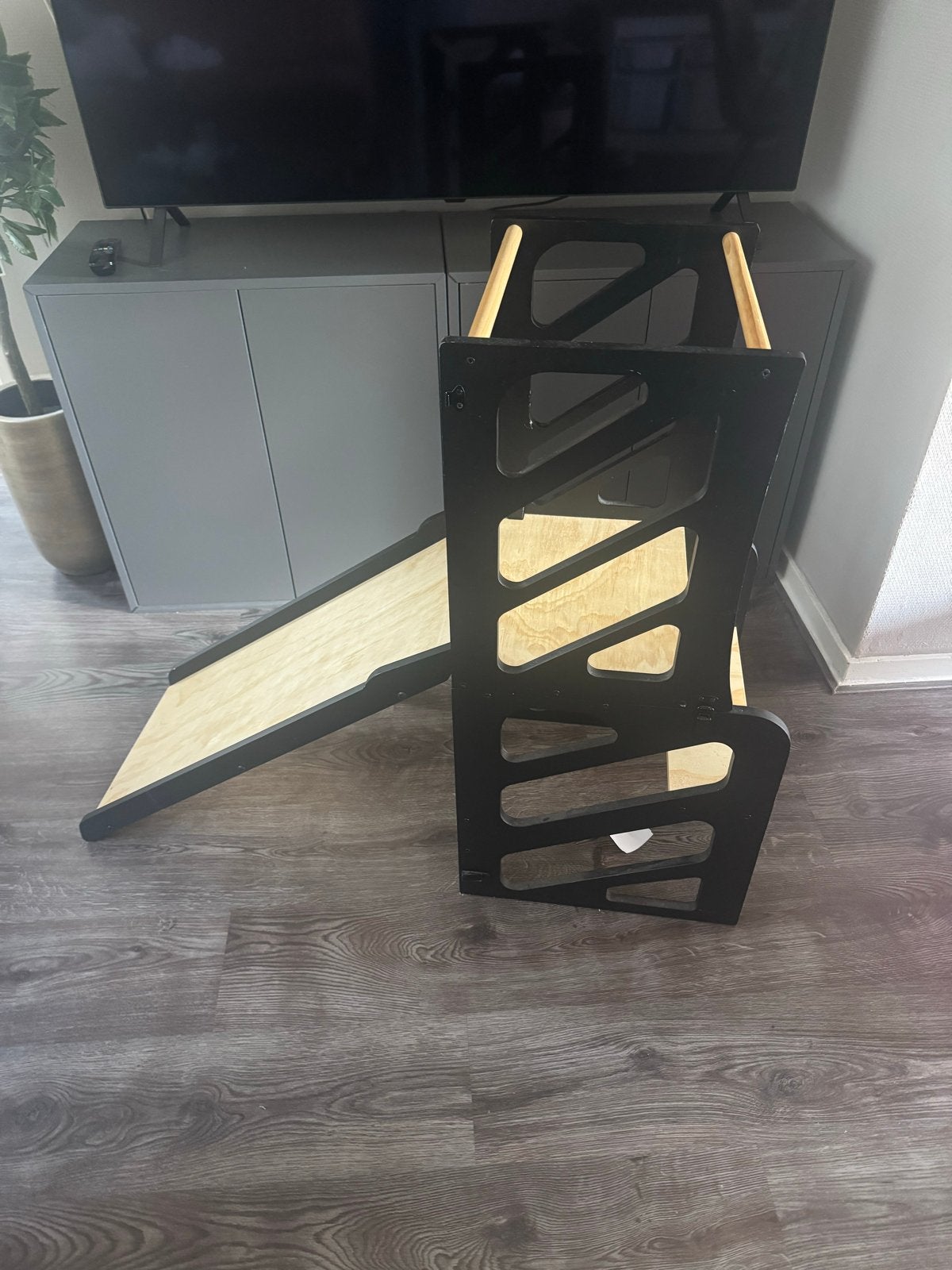 Leertoren met glijbaan - Zwart/Hout, Kinderen en Baby's, Ophalen, Gebruikt, Bouwen