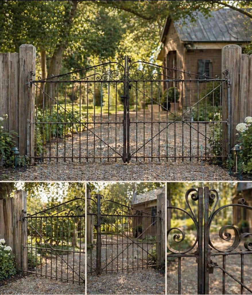Smeedijzeren dubbele poort 350x200 cm, Tuin en Terras, Tuinpoorten, Ophalen, Zo goed als nieuw, IJzer, 200 cm of meer