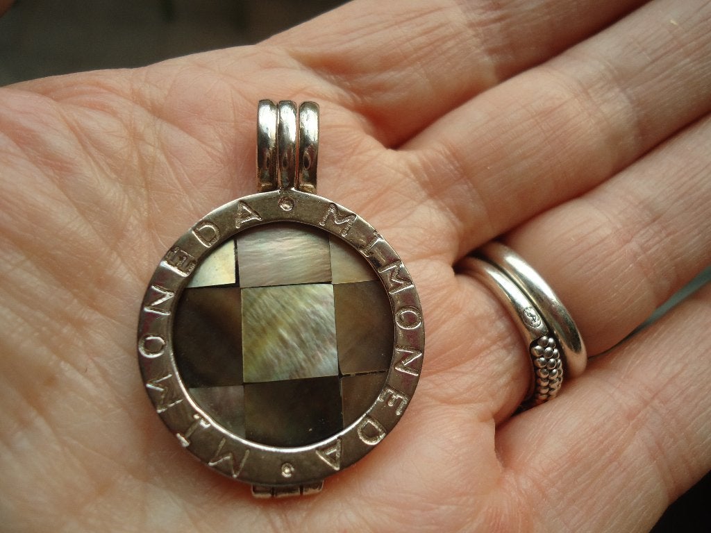 mooie echt zilveren hanger mimoneda met munt mt S, Sieraden, Tassen en Uiterlijk, Kettinghangers, Ophalen of Verzenden, Zo goed als nieuw