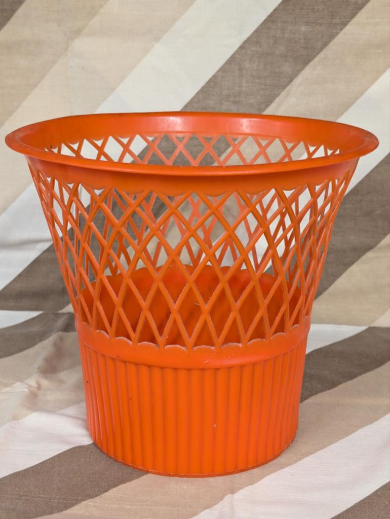 Vintage oranje kunststof prullenbak, Kunststof, Gebruikt, Ophalen of Verzenden, Minder dan 10 liter