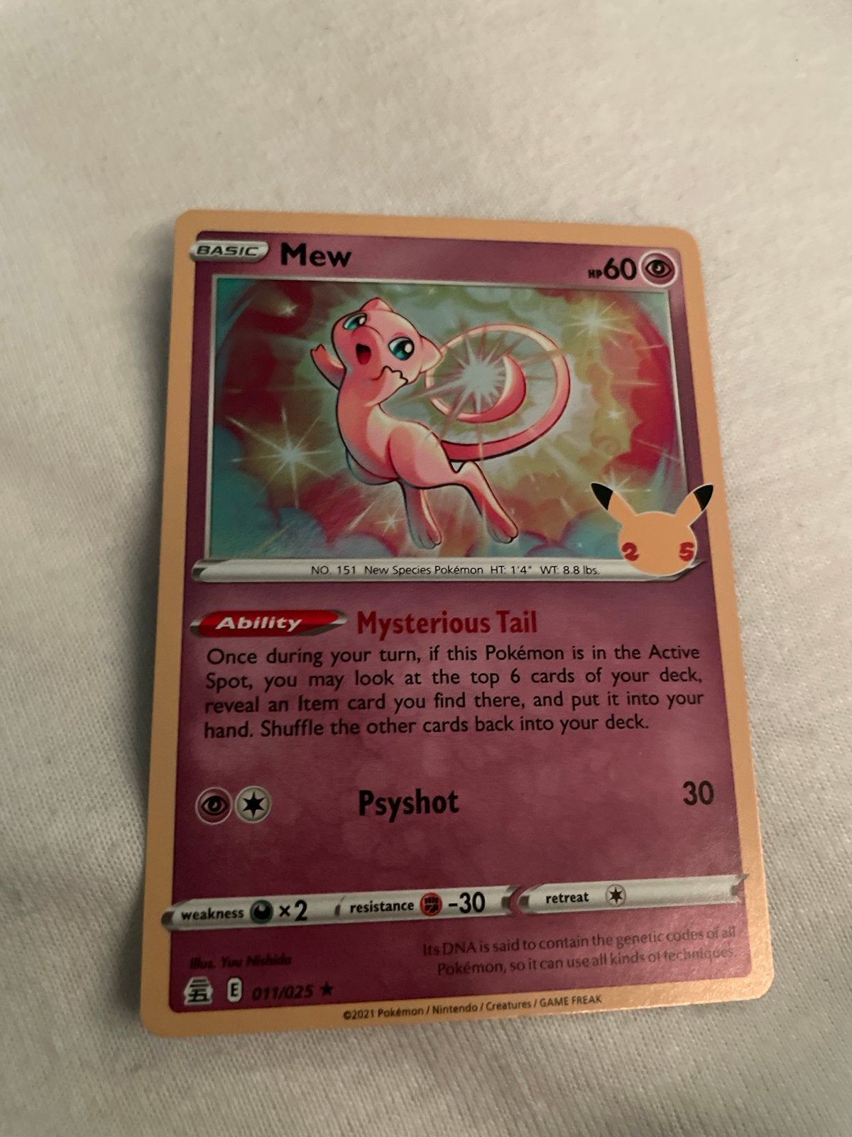 Mew Pokémon kaart Celebrations 011/025, Ophalen of Verzenden, Zo goed als nieuw, Losse kaart