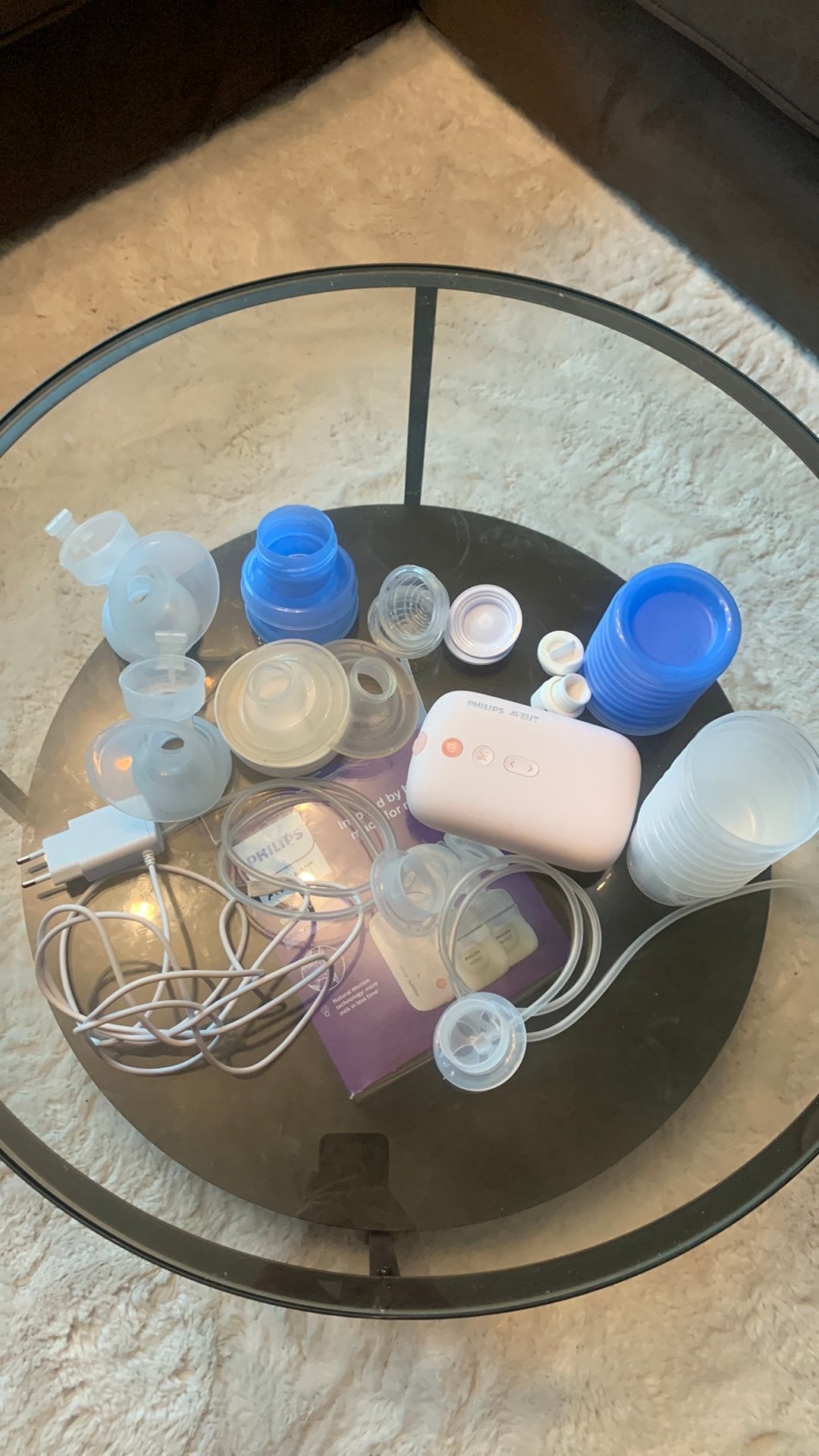 Philips Avent Dubbele Elektrische Borstkolf met Accessoires, Ophalen of Verzenden, Gebruikt