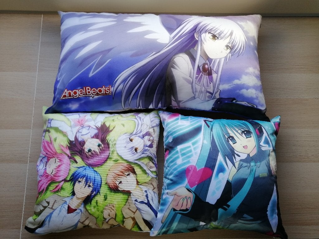 Anime en Vocaloid Kussens - Angel Beats - Hatsune Miku, Huis en Inrichting, Dubbelzijdig, Vierkant, Zo goed als nieuw, Sierkussen