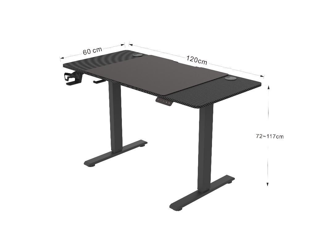 Elektrisch Bureau gaming - computertafel - 120 x 60 cm, Zwart, 120 cm, Nieuw, 60 cm