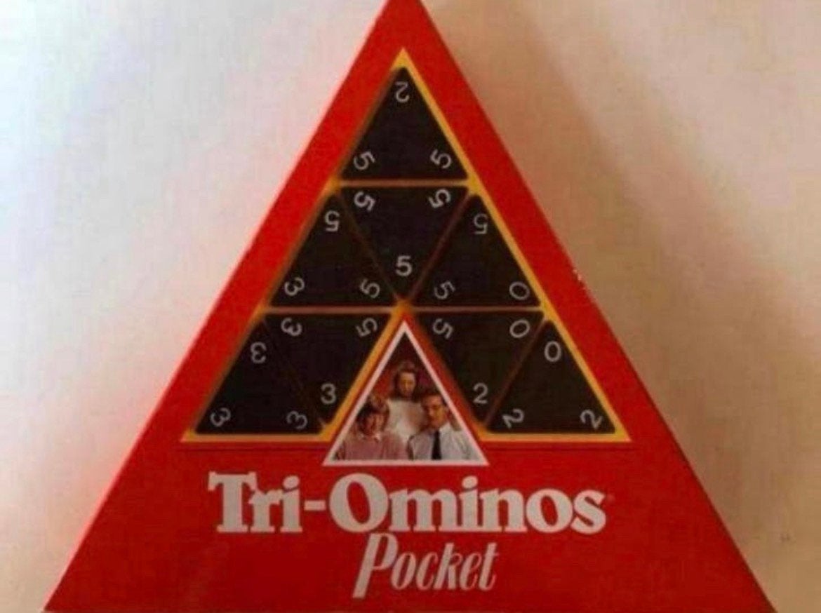 Triominos Pocket COMPLEET mooi compact spel, Vijf spelers of meer, Ophalen of Verzenden, Zo goed als nieuw