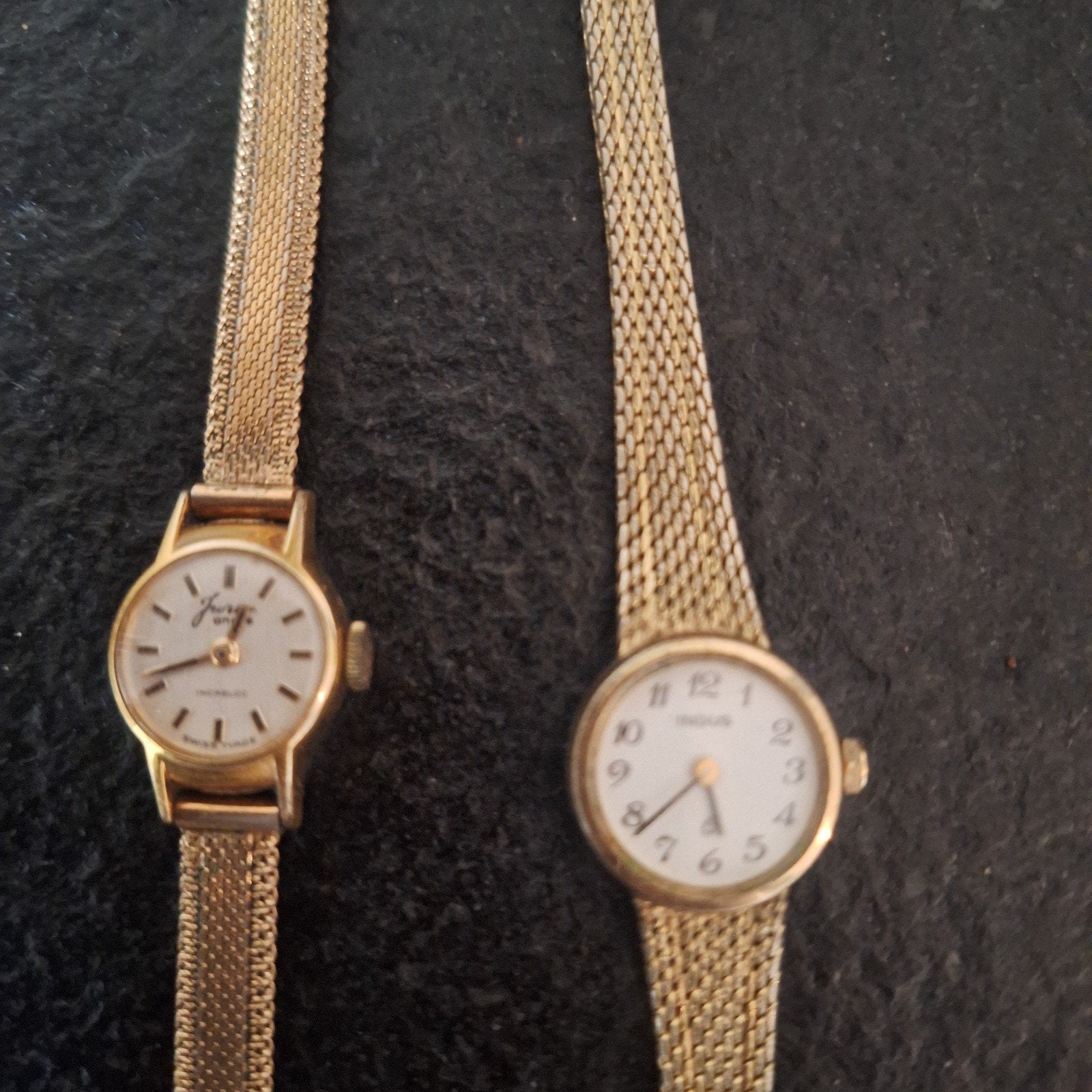 Vintage Dameshorloges: Furgi & Indus - Goudkleurig, Overige merken, Overige materialen, Gebruikt, Polshorloge