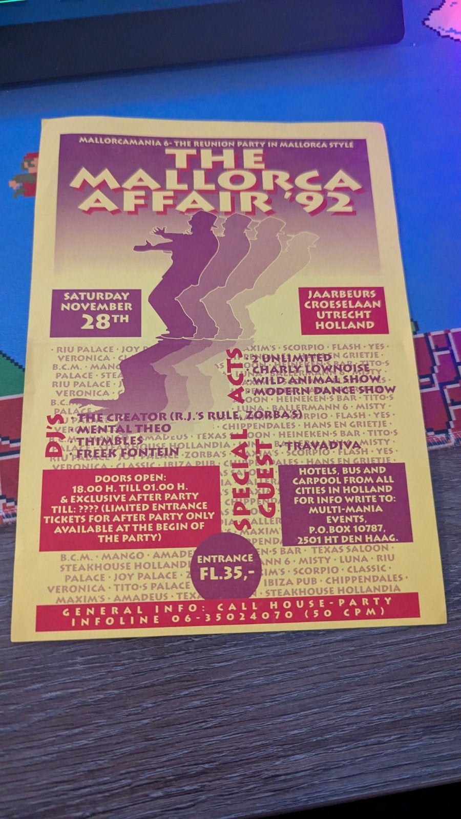 hardcore Gabber flyer 1992 Mallorca affair, Ophalen of Verzenden, Zo goed als nieuw