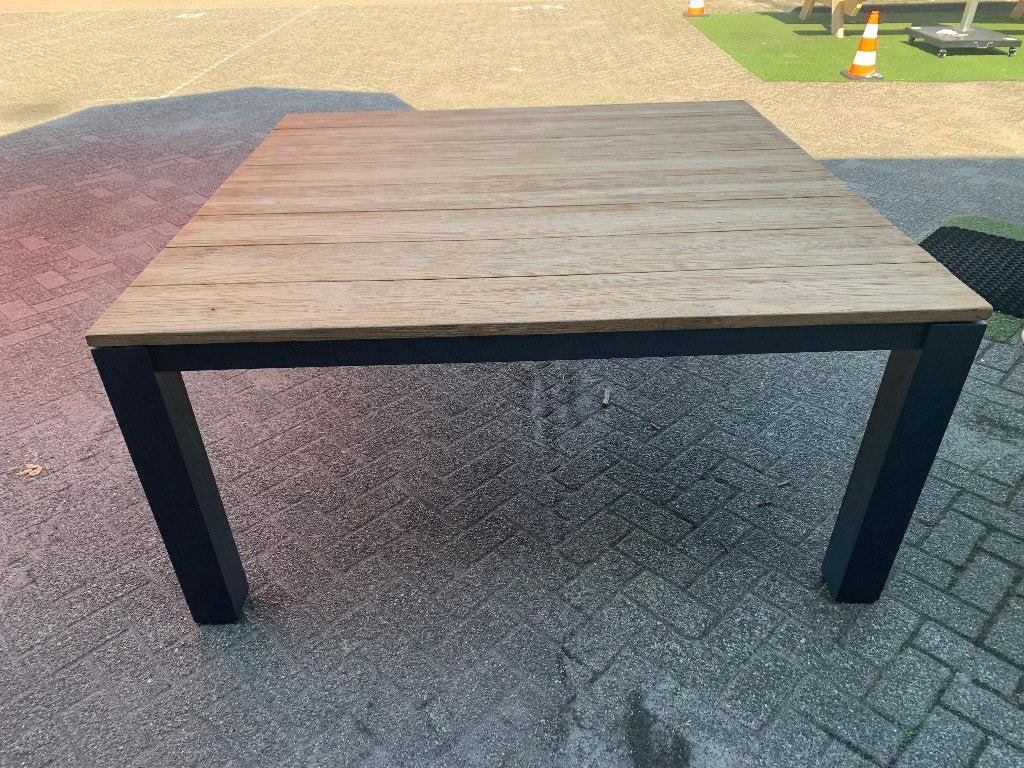 Teak tafel vierkant 160 x 160 cm., Ophalen, Nieuw, Vierkant, Teakhout