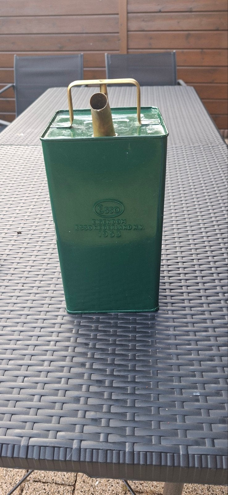 Vintage Esso Oliekan uit 1953 - Groen, Ophalen of Verzenden