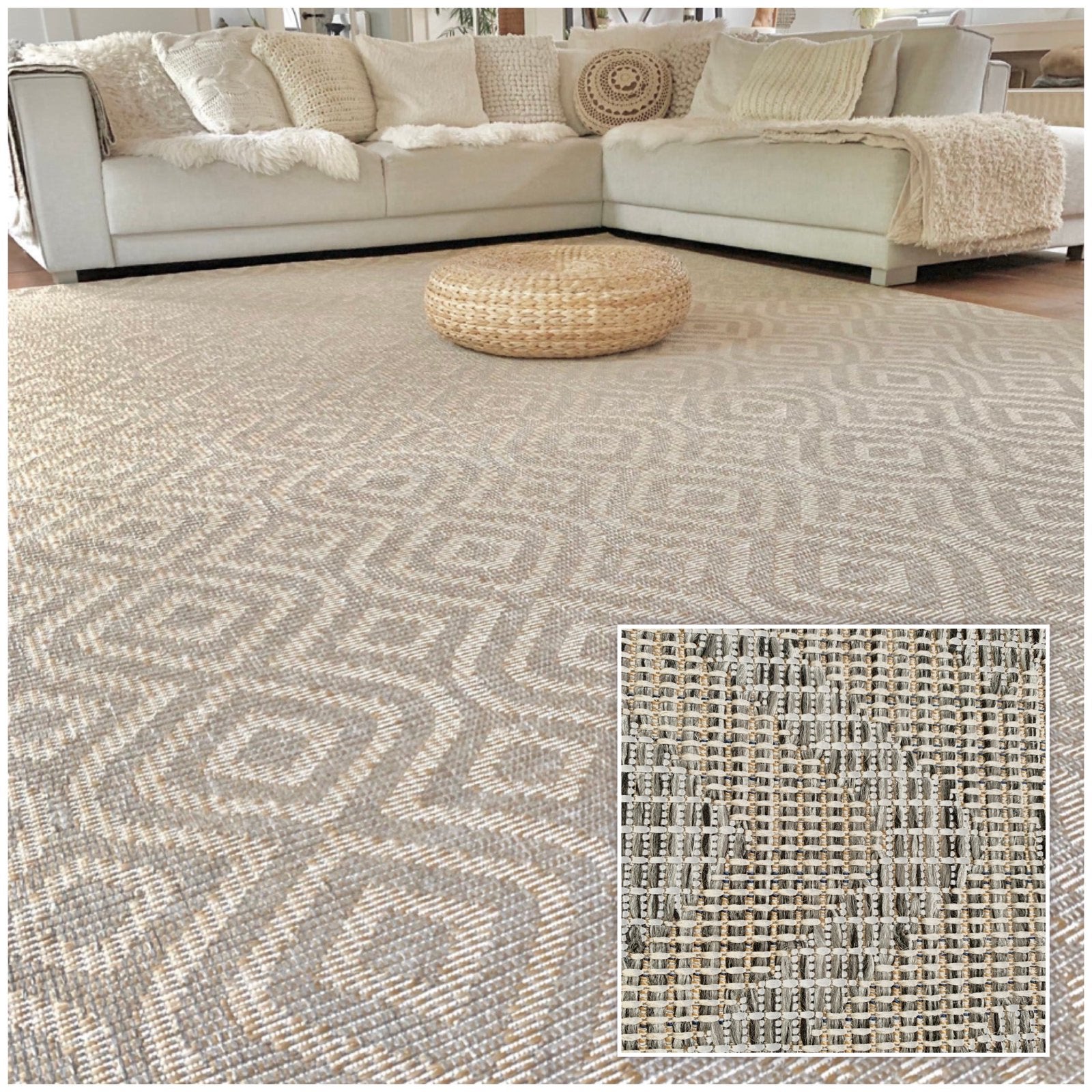 Natural boho - xxl greige vloerkleed - fotostudio, Ophalen, 200 cm of meer, Zo goed als nieuw, 200 cm of meer