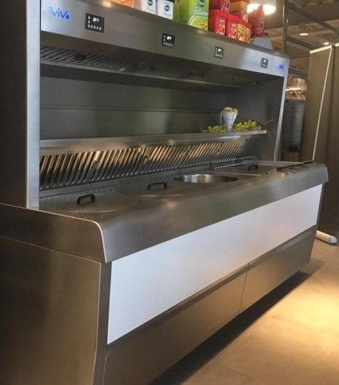 Vivo 2000.171 Hakto Frituur met 3 ronde en 1 rechthoekig pan, Zakelijke goederen, Horeca | Keukenapparatuur, Ophalen, Gebruikt