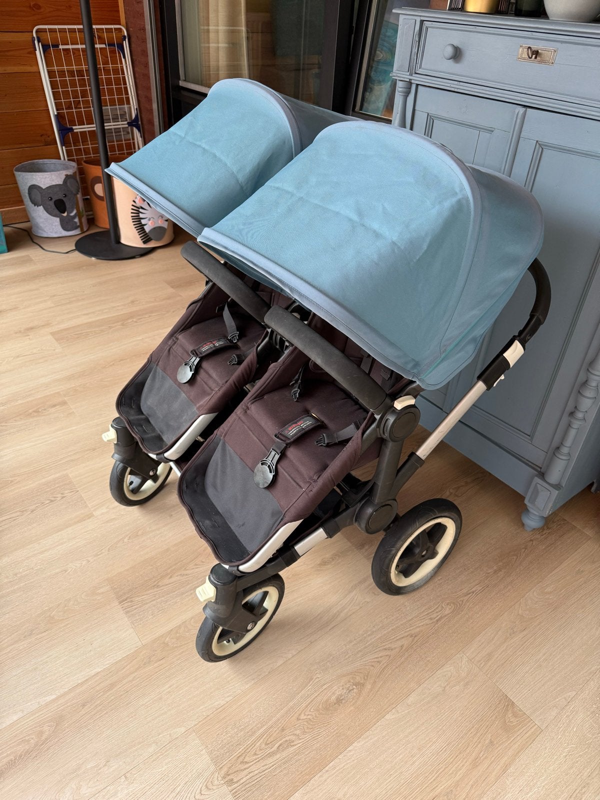 Bugaboo Donkey 2 Duo kinderwagen met reiswieg en accessoires, Gebruikt, Ophalen, Kinderwagen, Duowagen