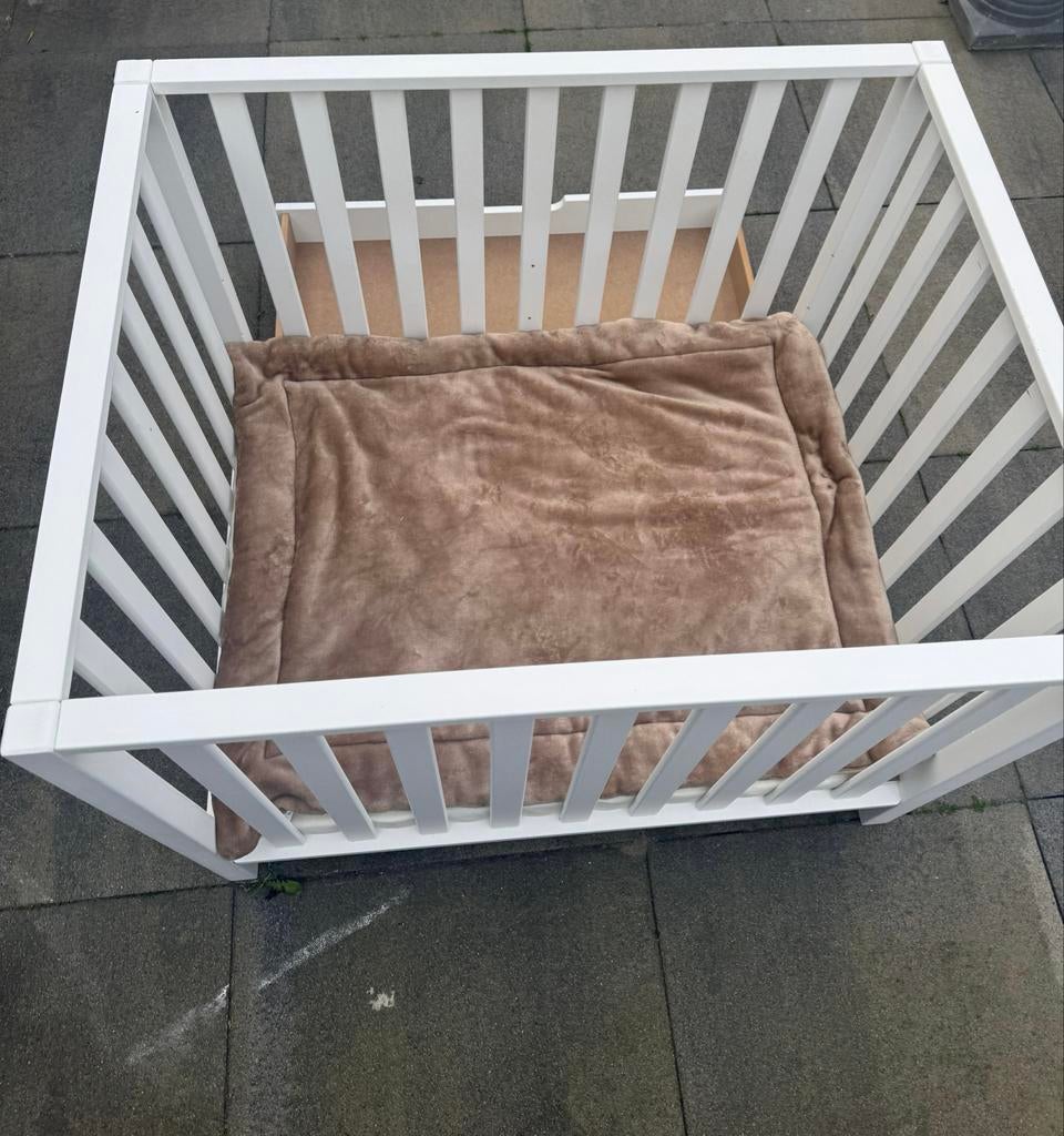 TWF Box Sam wit met lade incl. matras en kleed, Kinderen en Baby's, Boxen, Ophalen, Gebruikt, Vierkant, In hoogte verstelbaar