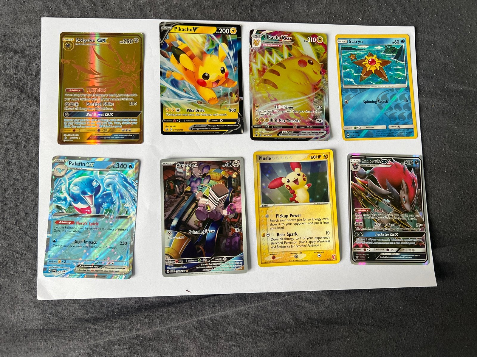 Pokémon Kaarten Collectie: Pikachu, Solgaleo GX, Palafin GX, Ophalen of Verzenden, Gebruikt, Meerdere kaarten, Foil