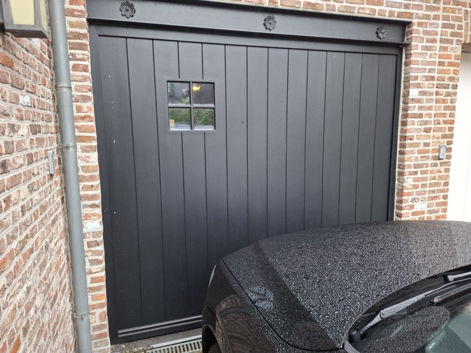 Garagepoort, automatisch met motor, hout! Werkt perfect!!, Ophalen of Verzenden, Gebruikt