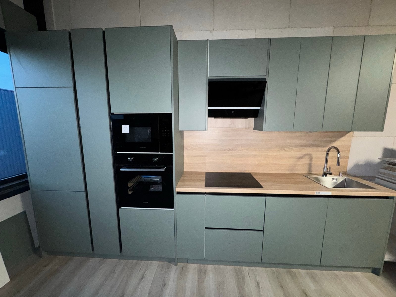 Lichtgroene matte keuken - Direct leverbaar!, Ophalen, Nieuw, Enkelwandige keuken, Groen