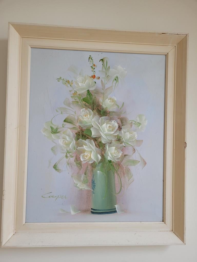 Romantisch ouderwets schilderij olieverf gesigneerd kitsch, Antiek en Kunst, Kunst | Schilderijen | Klassiek, Ophalen of Verzenden