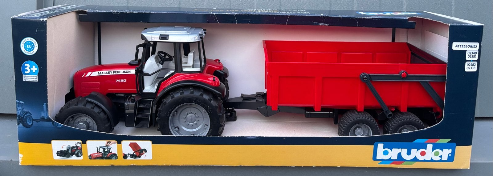 Bruder Massey Ferguson 7480 met kiepwagen, Hobby en Vrije tijd, Ophalen of Verzenden, Nieuw, Tractor of Landbouw