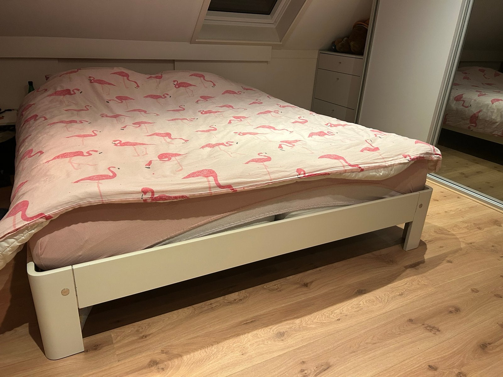 Auping Auronde bed 180x220 met verstelbare spiralen, Ophalen, Wit, Tweepersoons, 180 cm