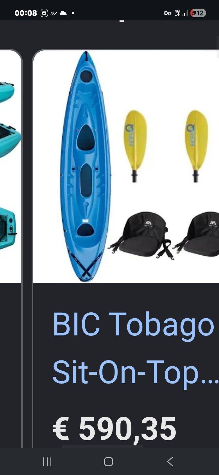 Bic Tobago Kayak met fluistermotor, accu, peddels en kar, Ophalen of Verzenden