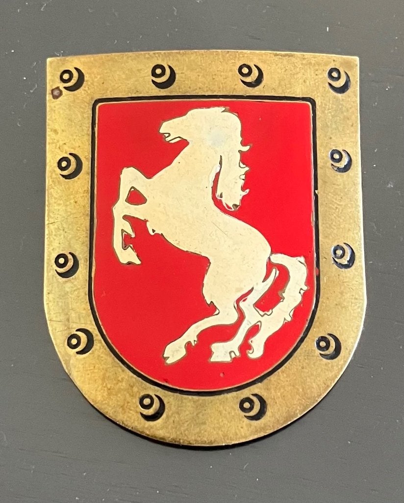 5-5 ri embleem ned indie 5x6 cm, Ophalen of Verzenden, Landmacht, Nederland, Embleem of Badge