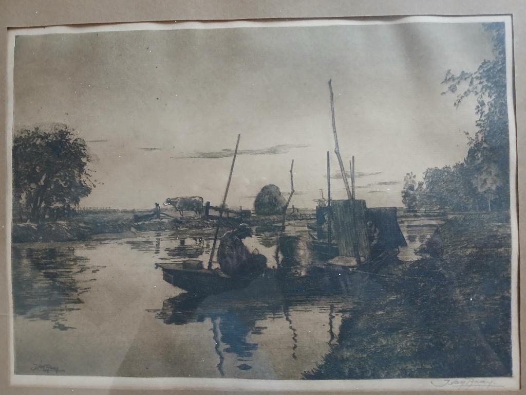 Jozef van Raay sepia ets gravure Bke-160), Ophalen