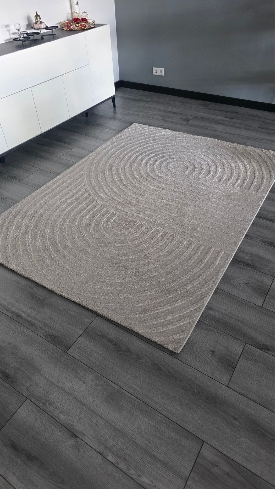 Prachtig Japandi Vloerkleed (160x220 cm) – Zand/Crème, Ophalen, Grijs, 150 tot 200 cm, 200 cm of meer