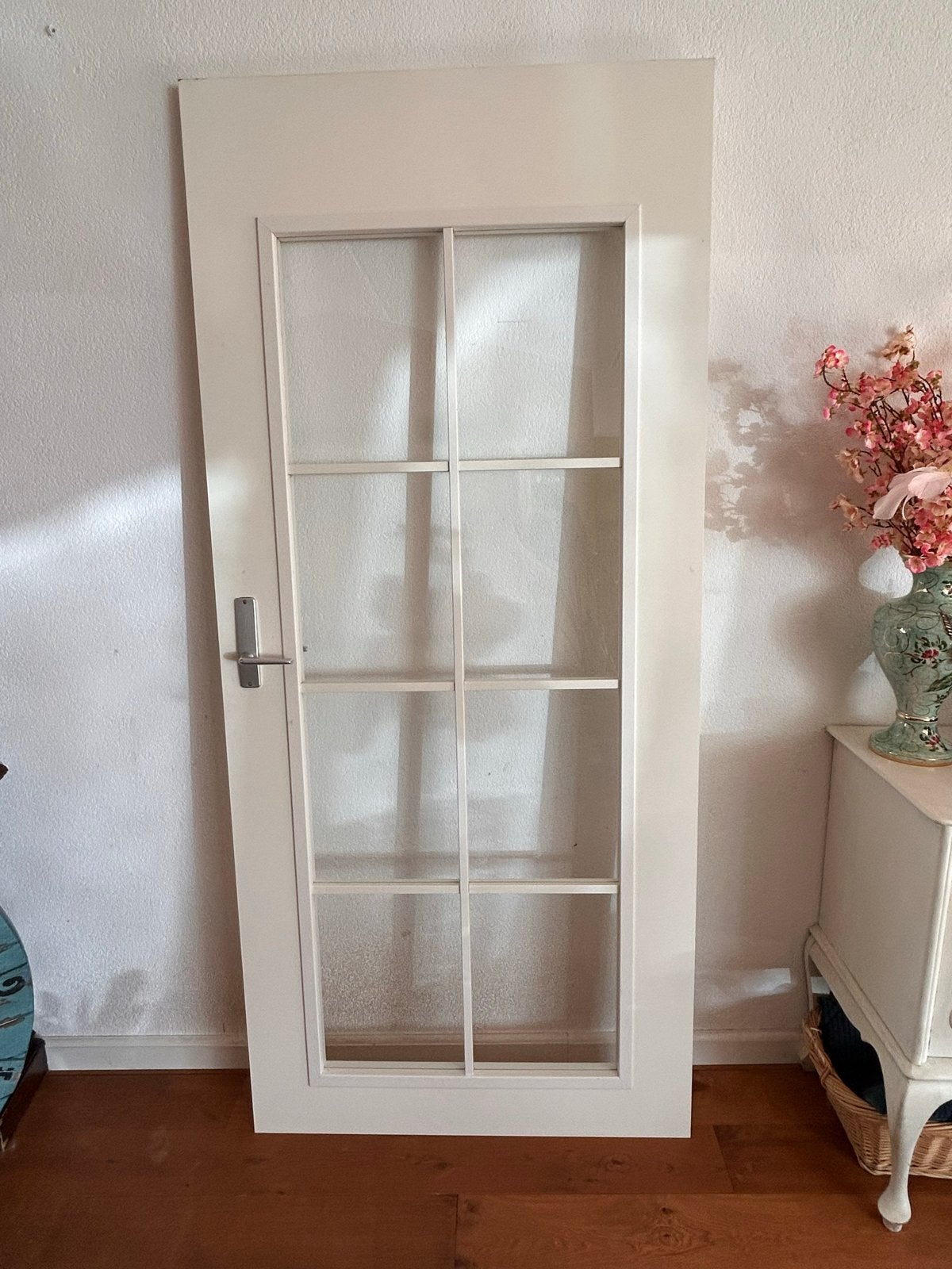 Binnendeur met glas, wit, inclusief klink, Doe-het-zelf en Verbouw, Ophalen, 80 tot 100 cm, Binnendeur, Zo goed als nieuw