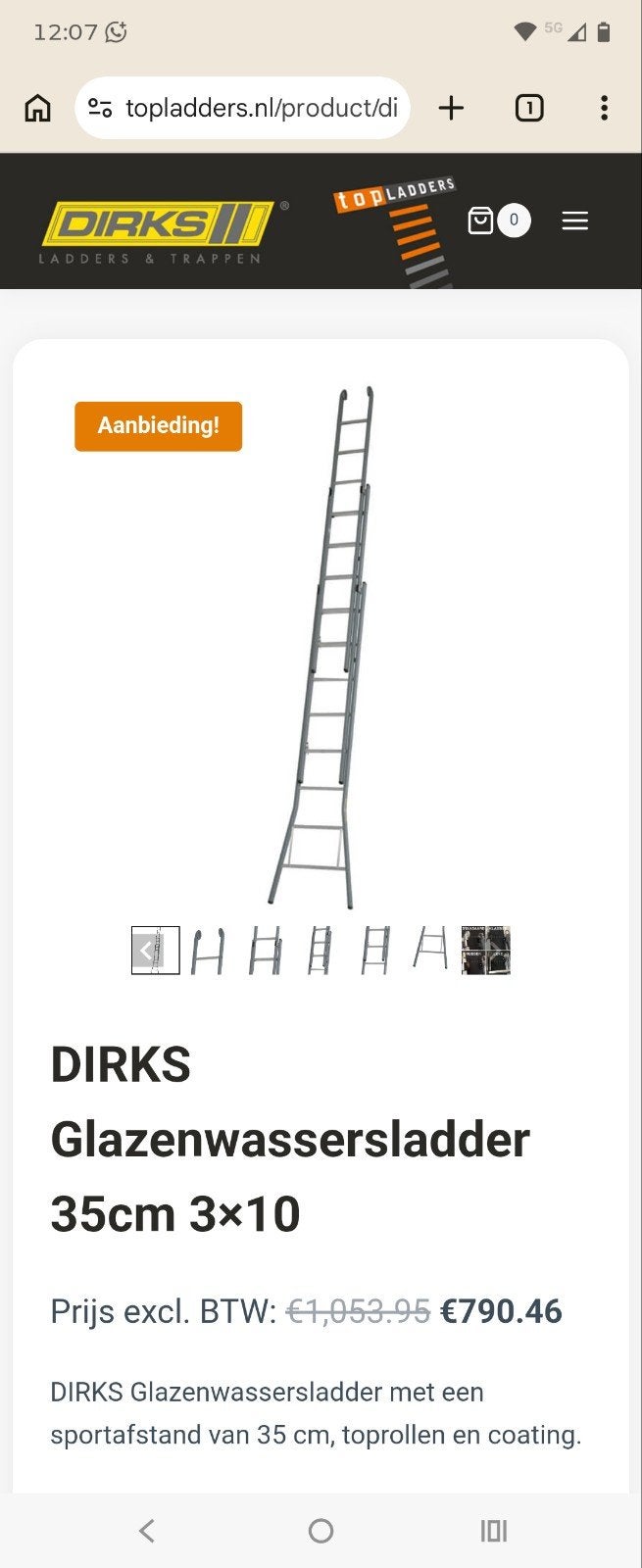 Te koop Dirks lader 3x10, Doe-het-zelf en Verbouw, Ladders en Trappen, Ophalen, 4 meter of meer