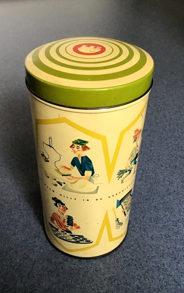 Vintage beschuitblik Hille, Verzamelen, Ophalen of Verzenden, Gebruikt, Beschuit, Overige merken