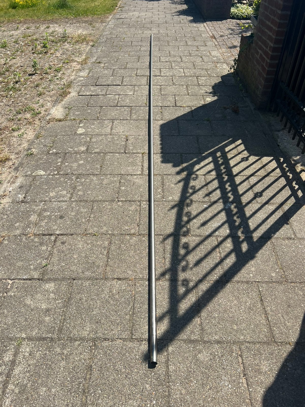 RVS gordijn roede 5.67 meter, Ophalen, Gebruikt