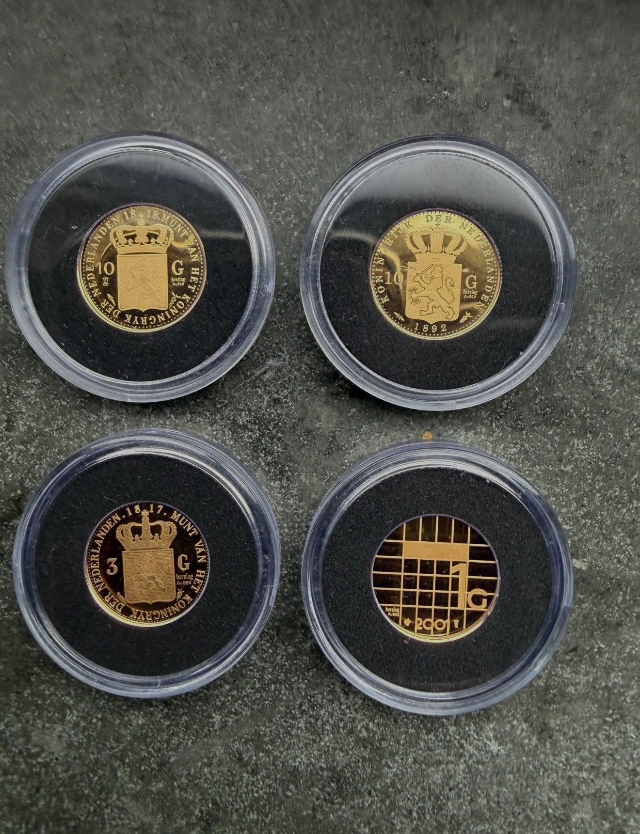 Set van 4 gouden munten 24 karaat Goud Nederlands, Verzenden, Overige landen, Overige waardes, Goud