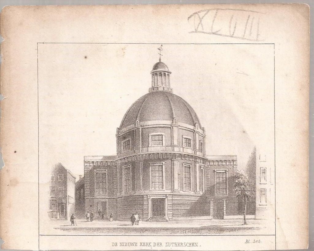 Amsterdam De nieuwe Kerk der Lutherschen. 1844, 1800 - 1899, Religie, 9 cm, Ophalen of Verzenden