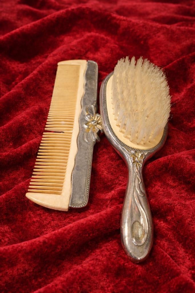 Vintage Verzilverde Borstel en Kam Set - Elegant Design, Antiek en Kunst, Verzenden