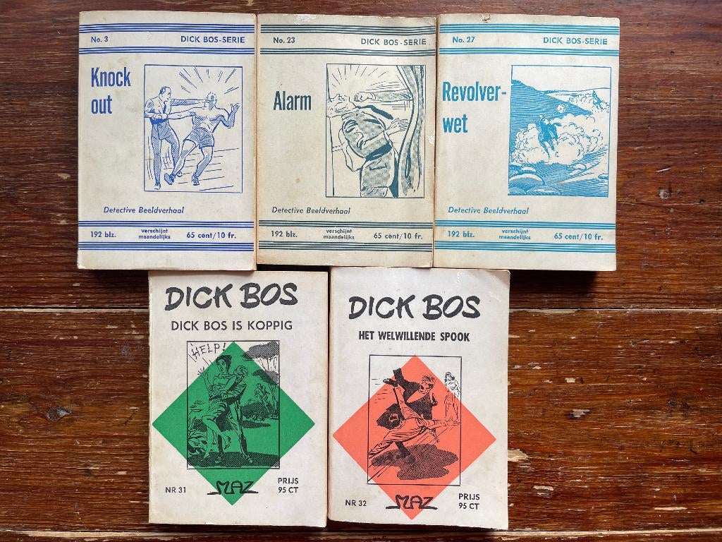 Alfred Mazure 5 Dick Bos boekjes 1961-1963 Nooitgedacht, Boeken, Stripboeken, Gelezen, Alfred Mazure, Ophalen of Verzenden, Meerdere stripboeken