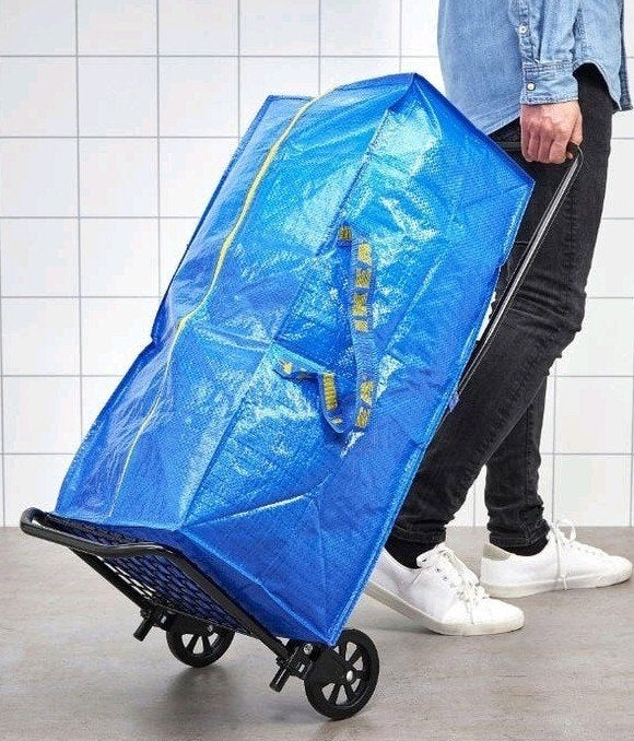 IKEA Frakta boodschappenwagen met tas, Ophalen of Verzenden, Gebruikt, Blauw, Kunststof