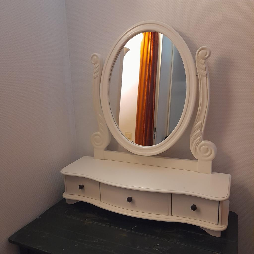 Witte kaptafel spiegel met lades, Ophalen, Gebruikt, 50 tot 100 cm, Minder dan 100 cm