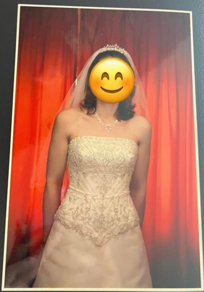 Mooie ivoorkleurige trouwjurk A-lijn met tule., Ophalen, Gedragen, Overige kleuren, Trouwjurk