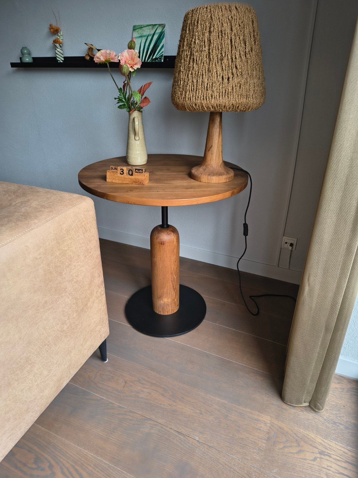 Teakhouten bijzettafel D-Bodhi zo goed als nieuw, Ophalen, Zo goed als nieuw, Rond, Hout